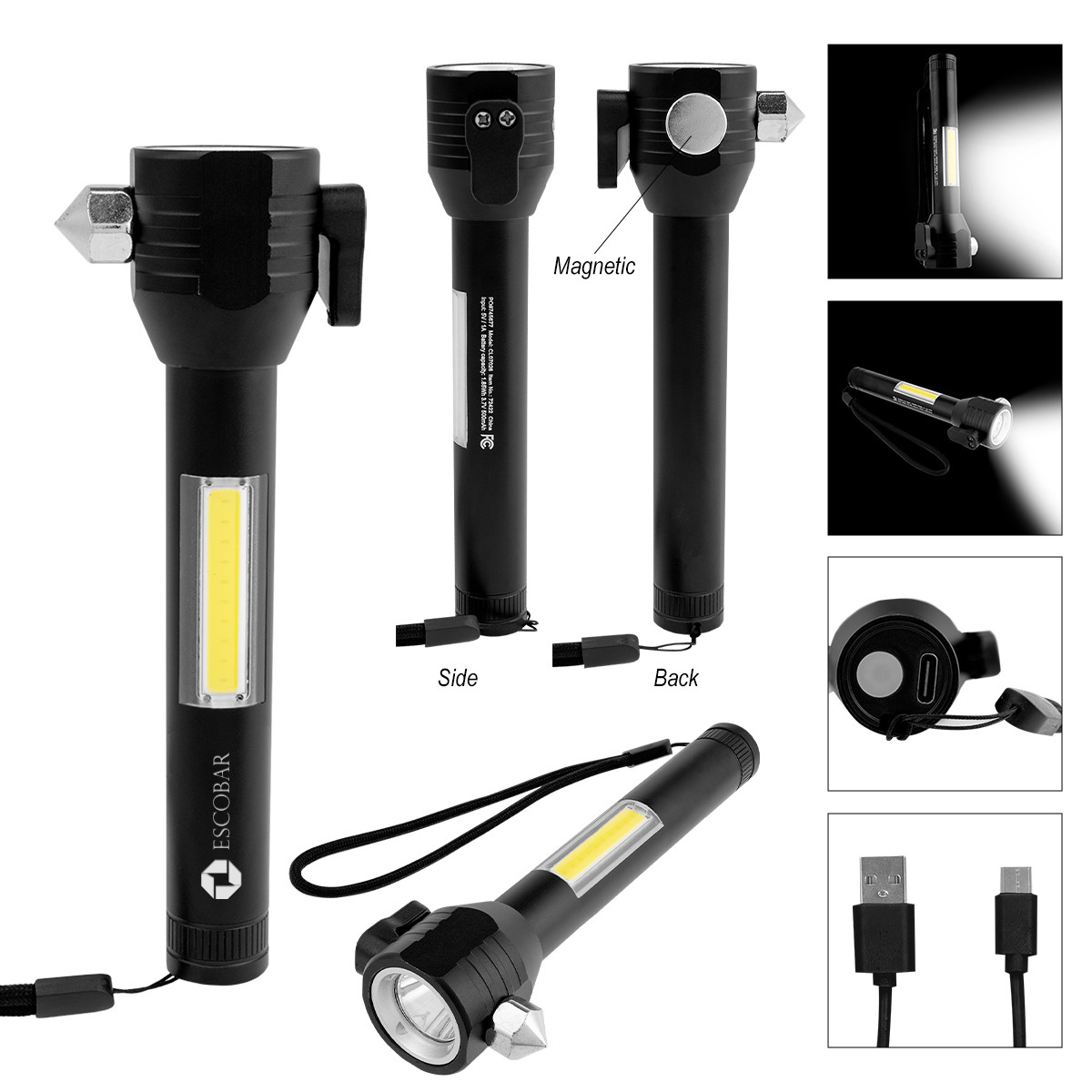 Auto Safety Tool with Rechargeable COB Flashlight 2.0 Product Image