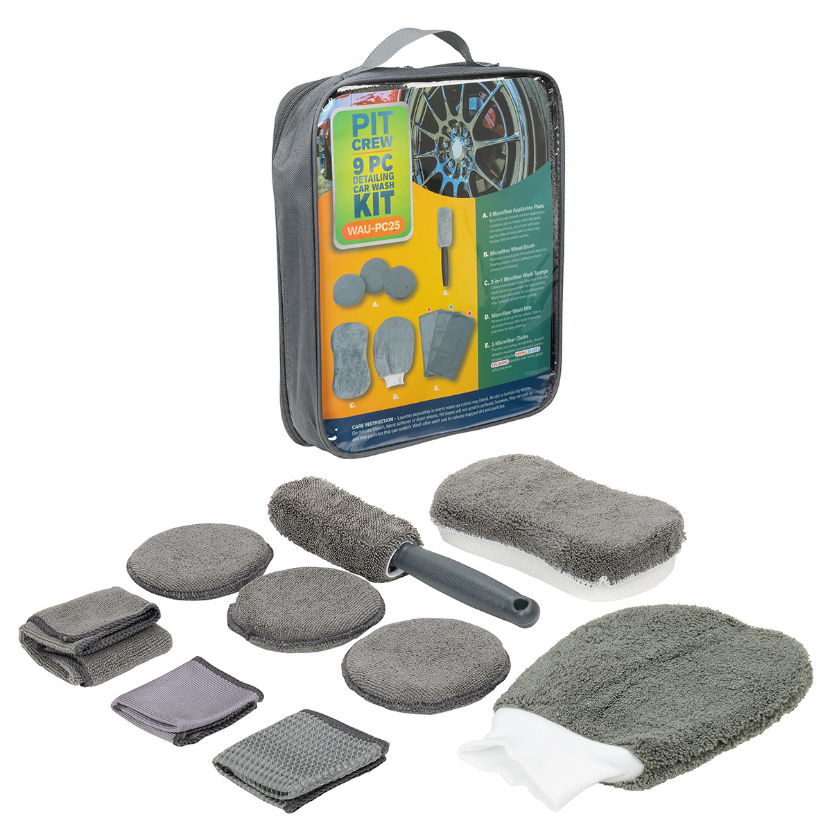 Pit Crew 9-Piece Car Wash Detailing Kit Product Image