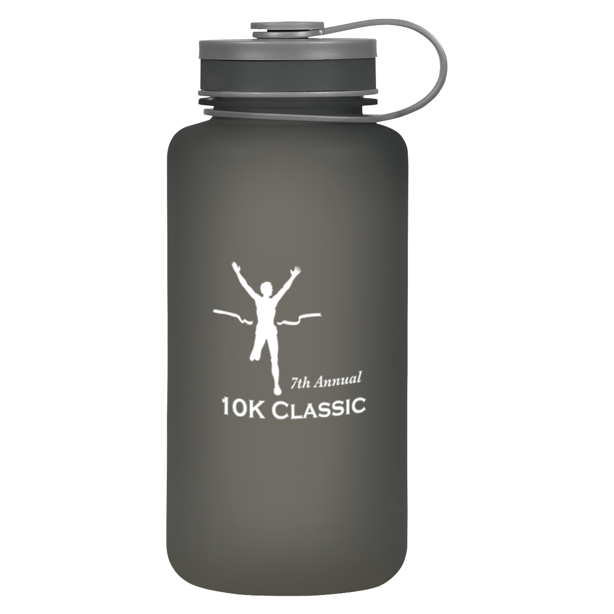 Promotional water bottles with wide mouth opening and rubberized finish