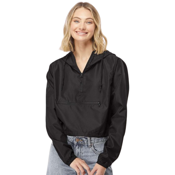 Independent Trading Co. Women's Lightweight Quarter-Zip Pullover Crop Windbreaker Product Image