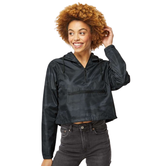 Independent Trading Co. Women's Lightweight Quarter-Zip Pullover Crop Windbreaker Product Image