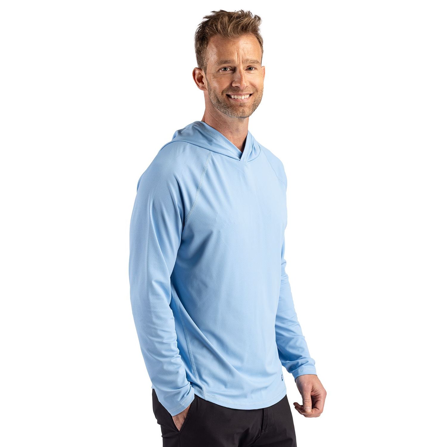 Cutter & Buck® Men's Prospect Recycled Featherlight Stretch Hooded Pullover Product Image