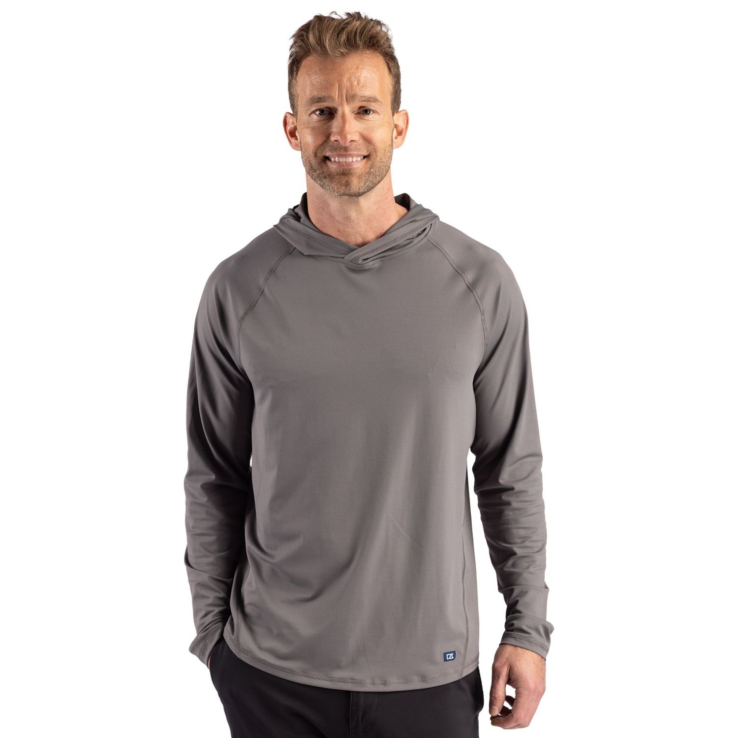 Cutter & Buck® Men's Prospect Recycled Featherlight Stretch Hooded Pullover Product Image