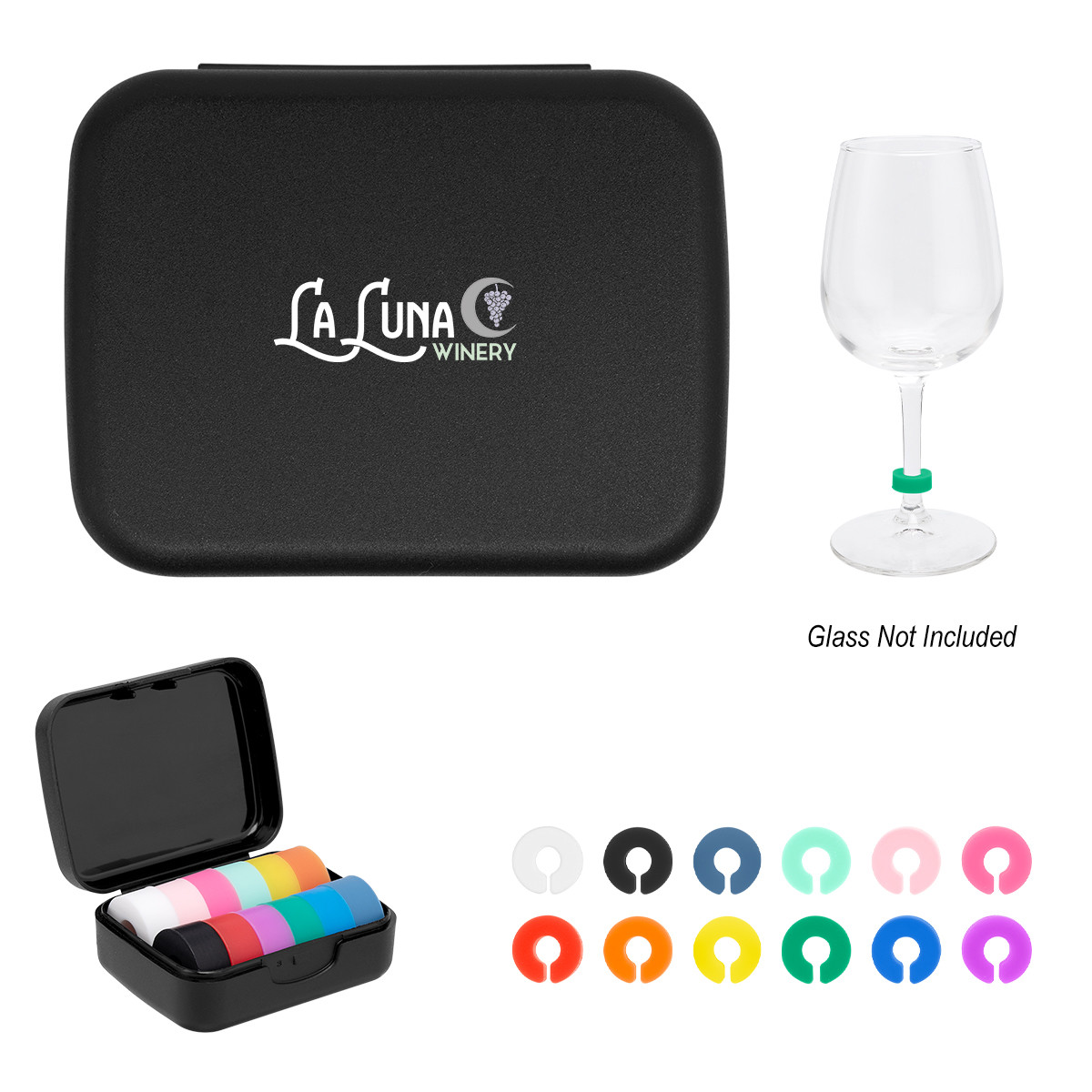 Silicone Wine Glass Markers in Recycled Case Product Image