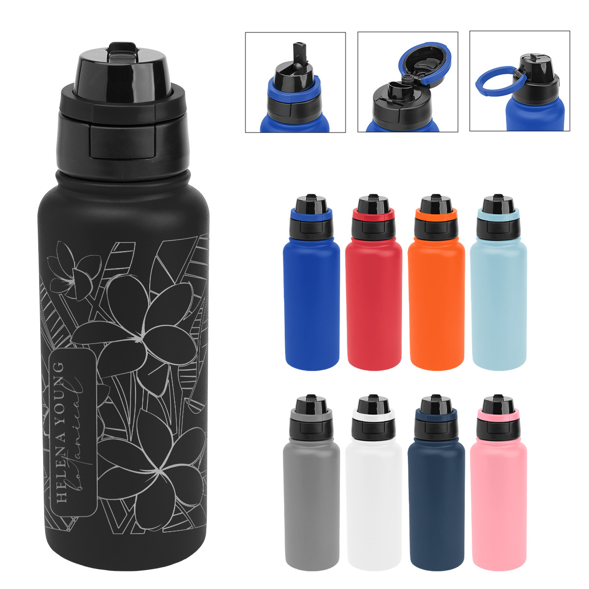 Full Laser Pop Sip & Chug Recycled Stainless Steel Bottle - 32 oz. Product Image