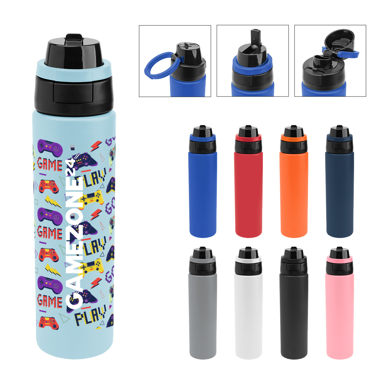 Full Color Pop Sip & Chug Recycled Stainless Steel Bottle - 24 oz. Product Image