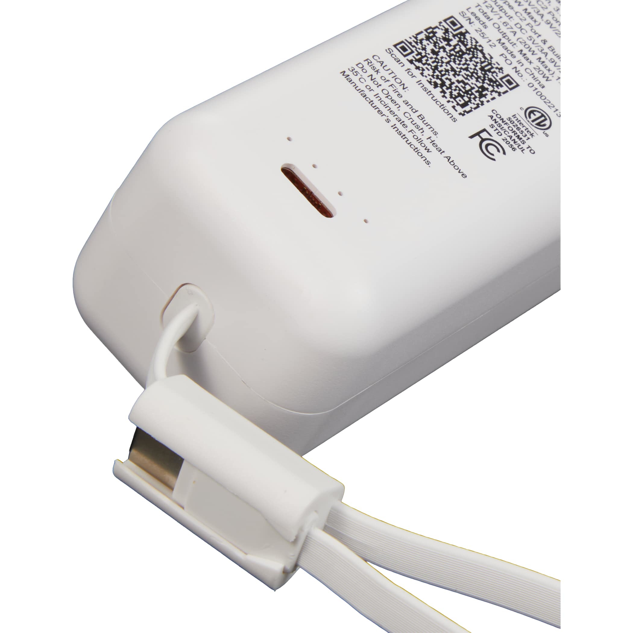 ETL Listed 5,000 mAh 20W PD Power Bank with AC Plug Product Image