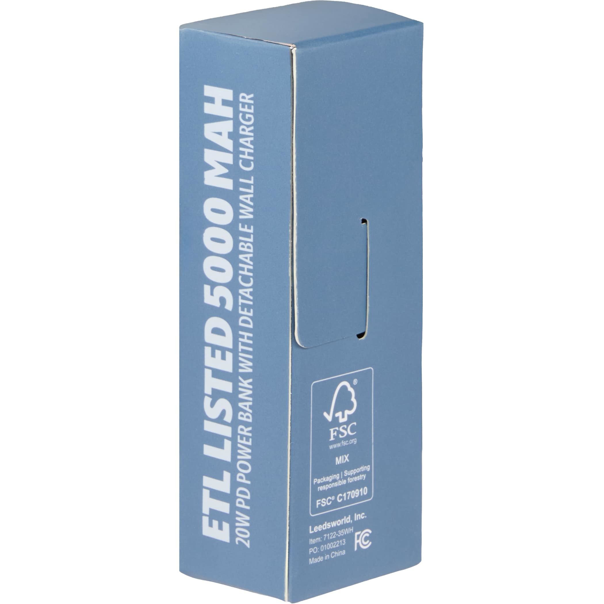 ETL Listed 5,000 mAh 20W PD Power Bank with AC Plug Product Image