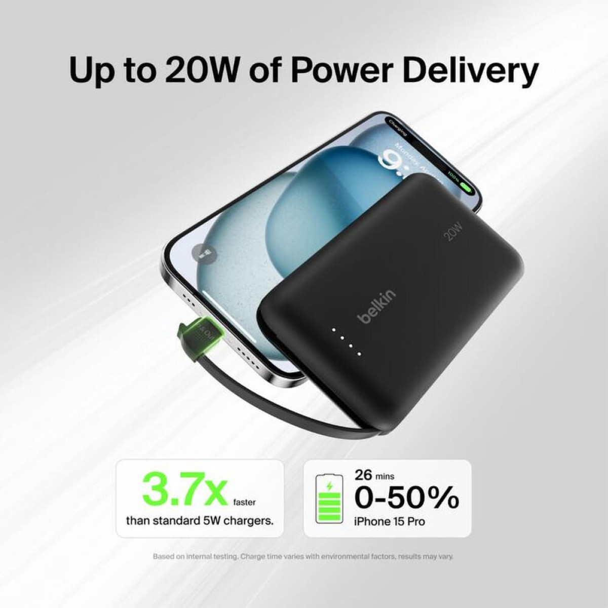 Belkin 10K Power Bank with Integrated Cable Product Image