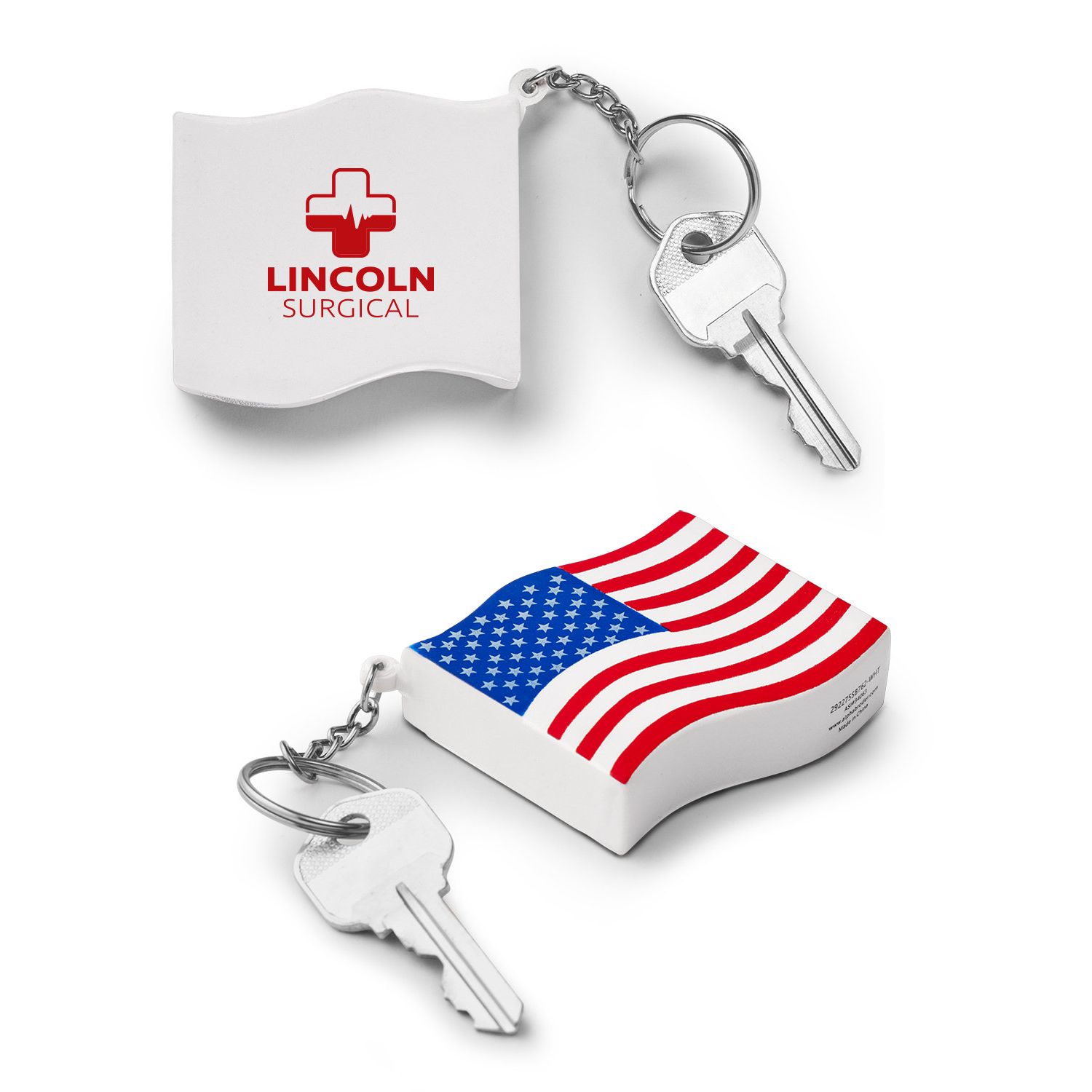 Patriotic American Flag Shape Stress Reliever Keychain Product Image