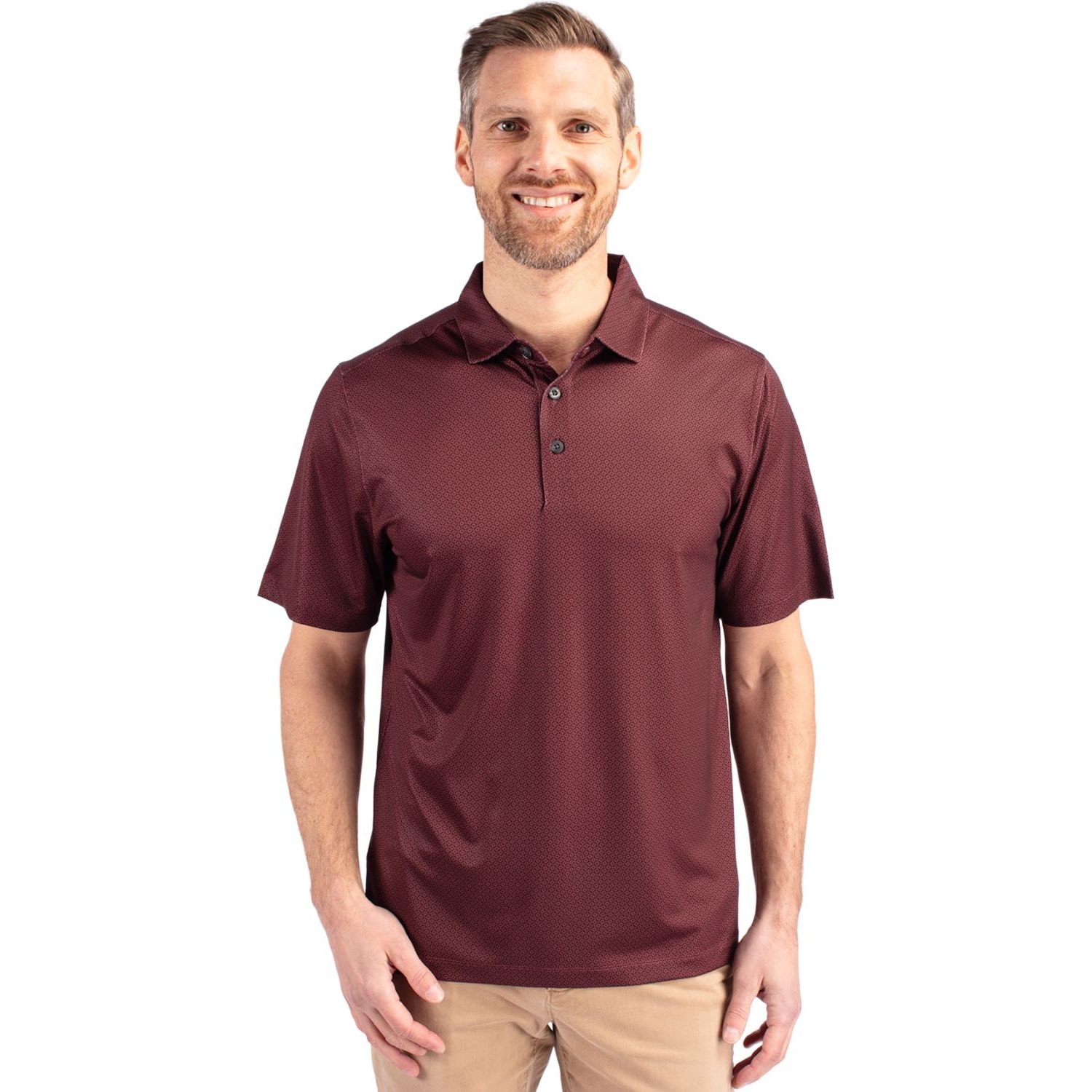 Cutter & Buck® Men's Pike Eco Tonal Geo Print Stretch Recycled Polo Product Image