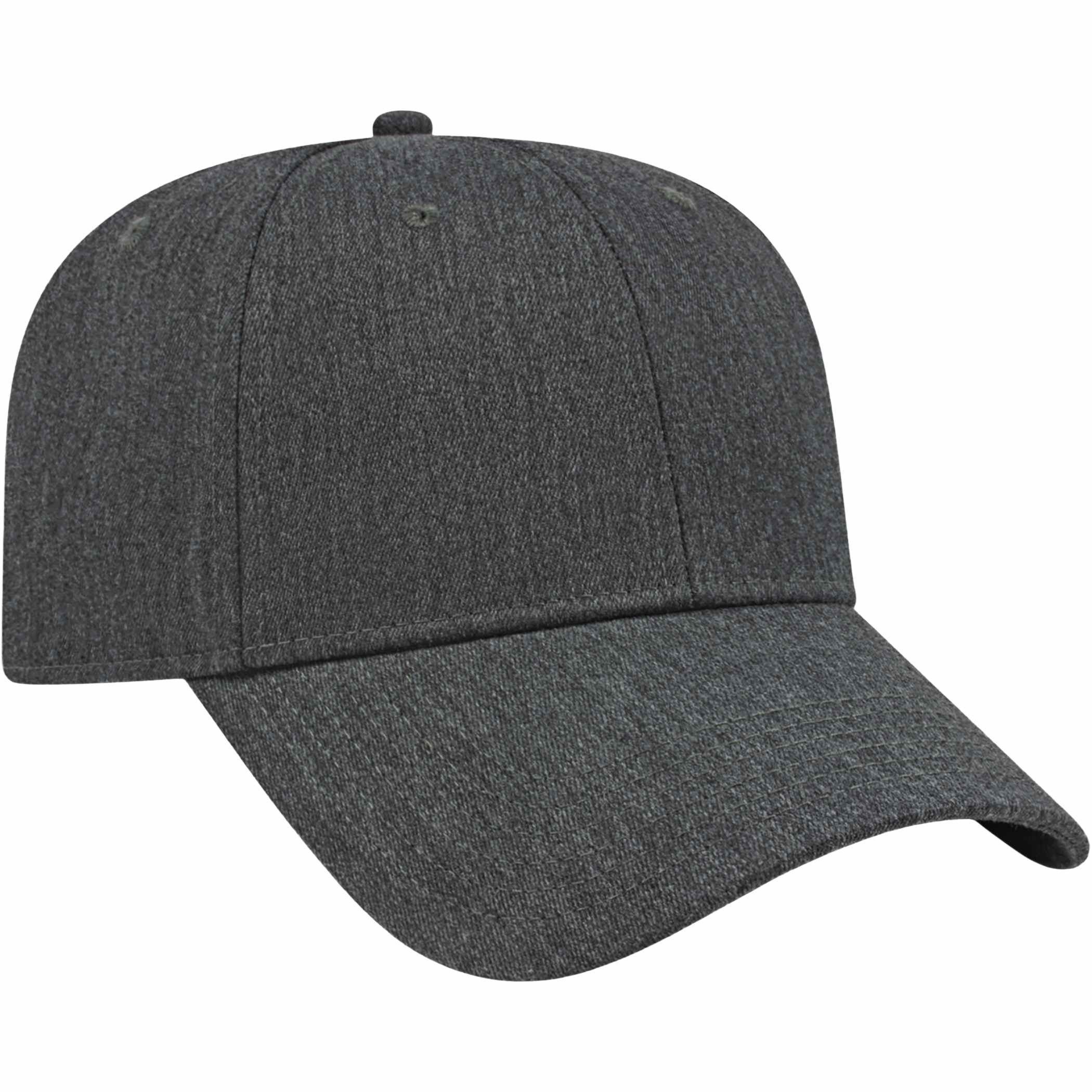 Heather recycled cap made from Repreve® recycled polyester blend, featuring a structured mid-profile crown, pre-curved visor, and adjustable snapback closure for a comfortable everyday fit