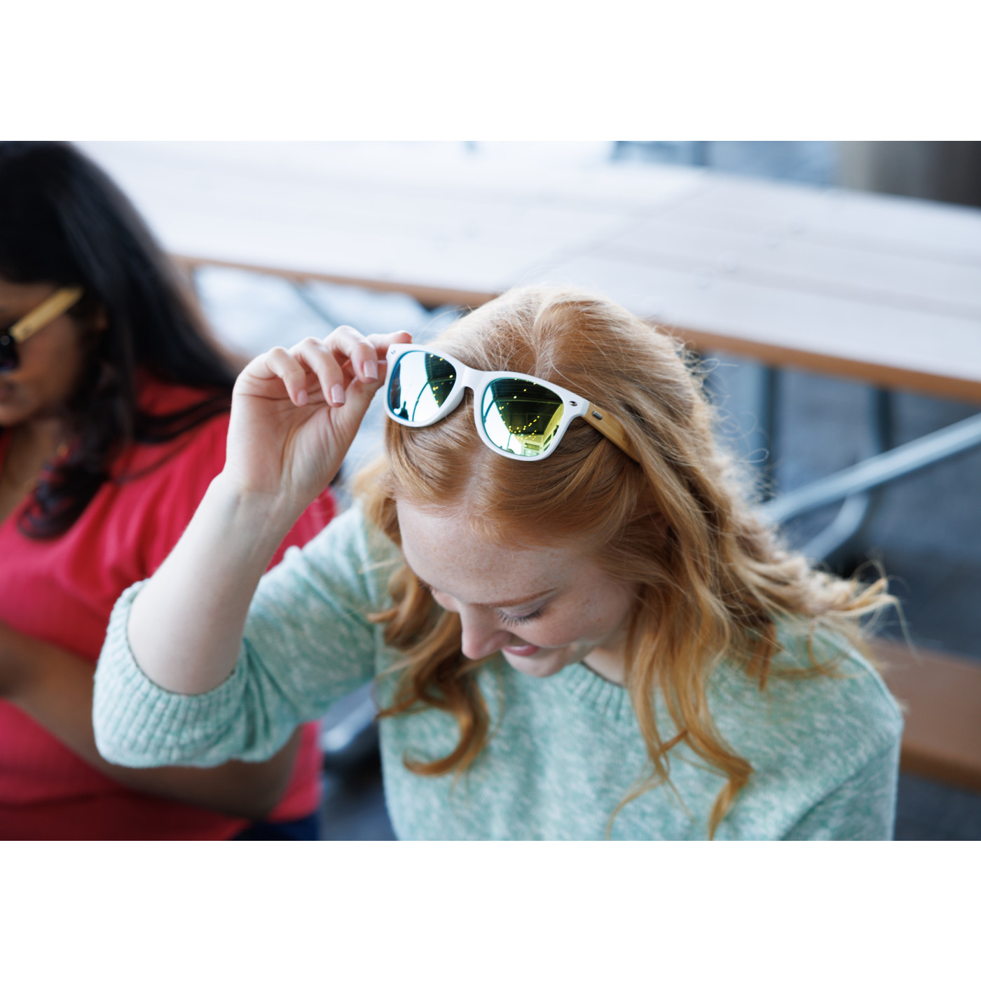 CapeShades Recycled Bamboo White Frame Sunglasses Product Image