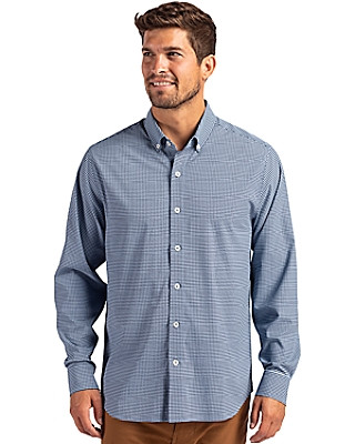 Cutter & Buck® Men's Skyline Eco Recycled Gingham Long Sleeve Dress Shirt Product Image