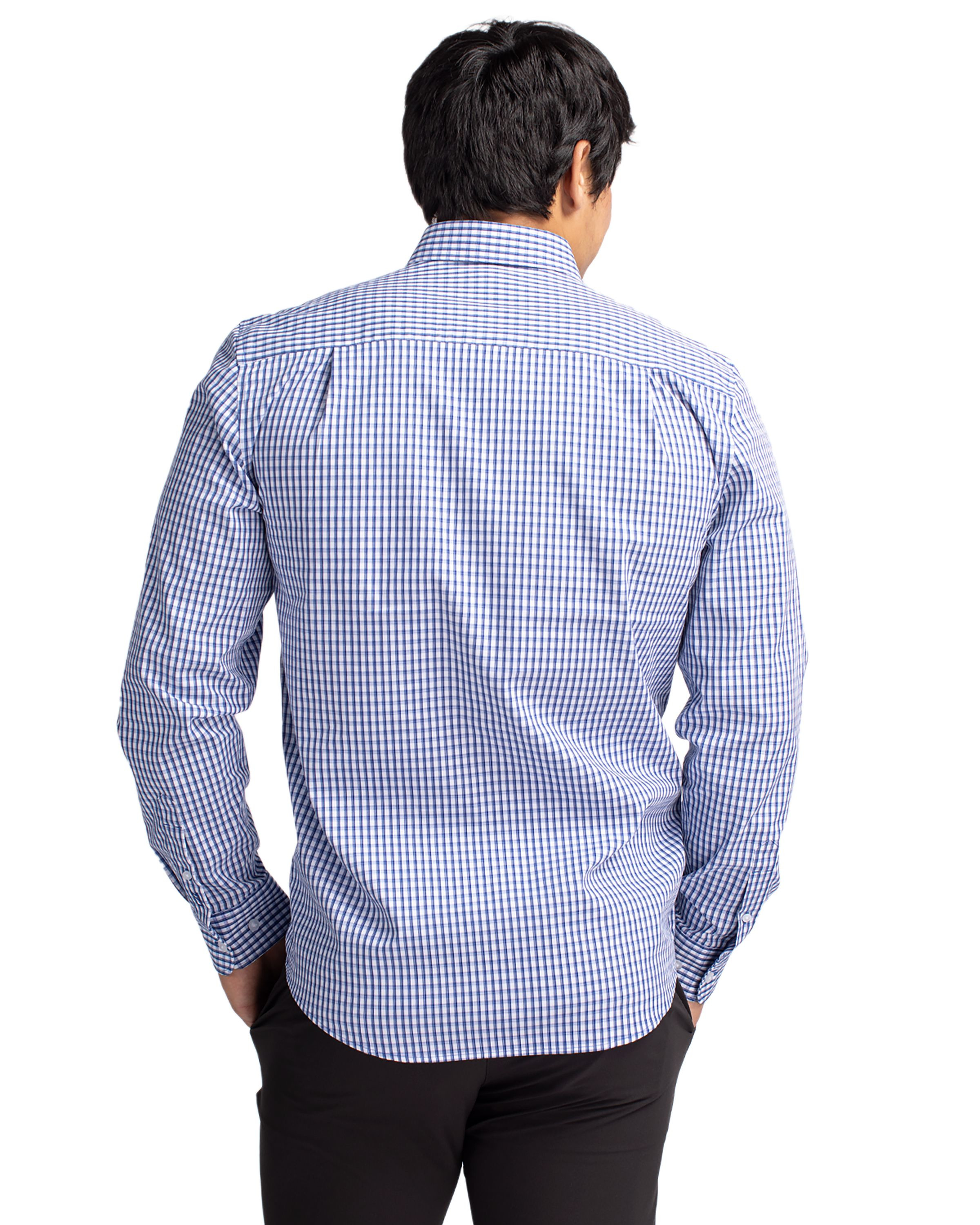 Cutter & Buck® Men's Easy Care Stretch Gingham Long Sleeve Dress Shirt Product Image