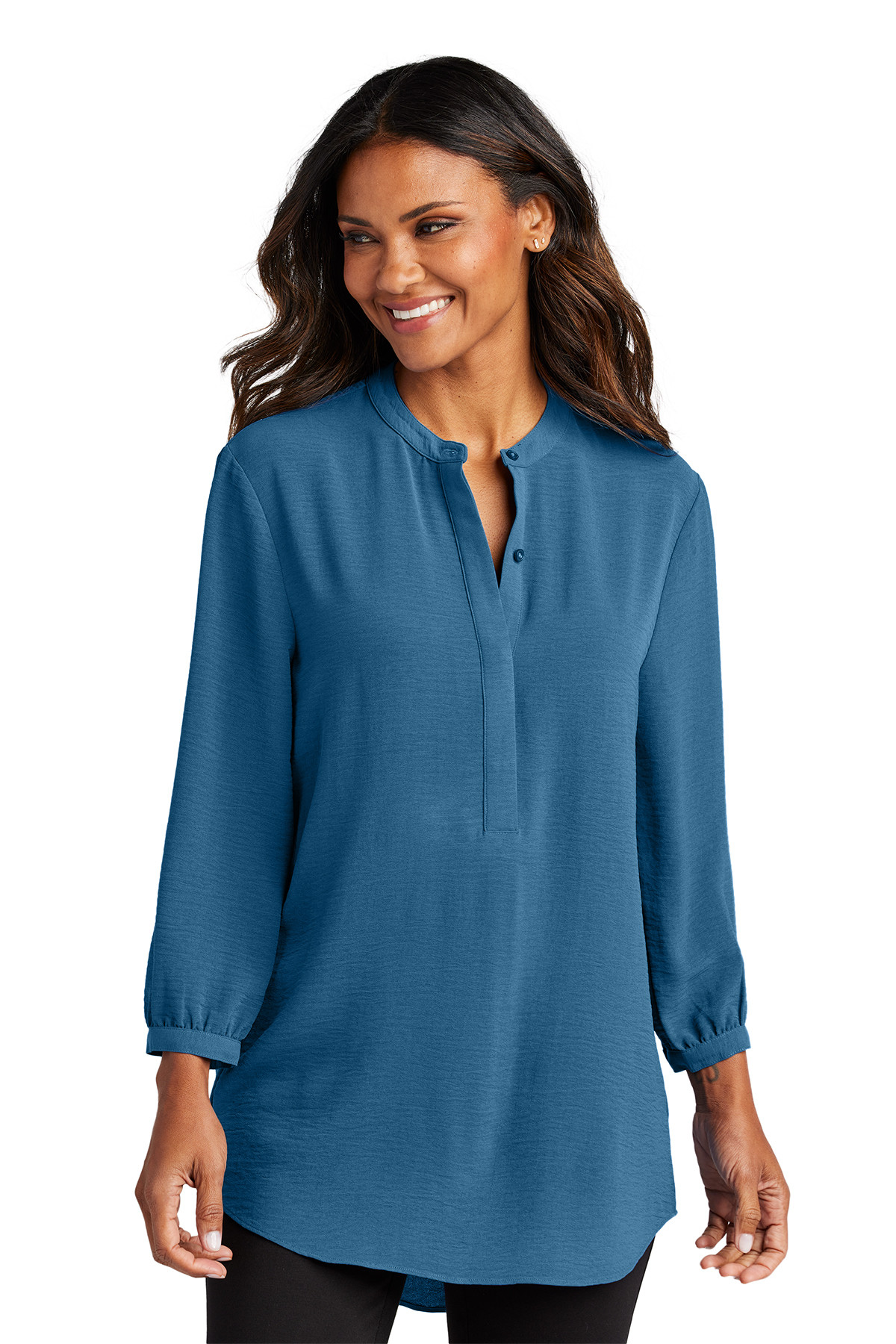 Port Authority Women's 3/4-Sleeve Textured Crepe Tunic Product Image