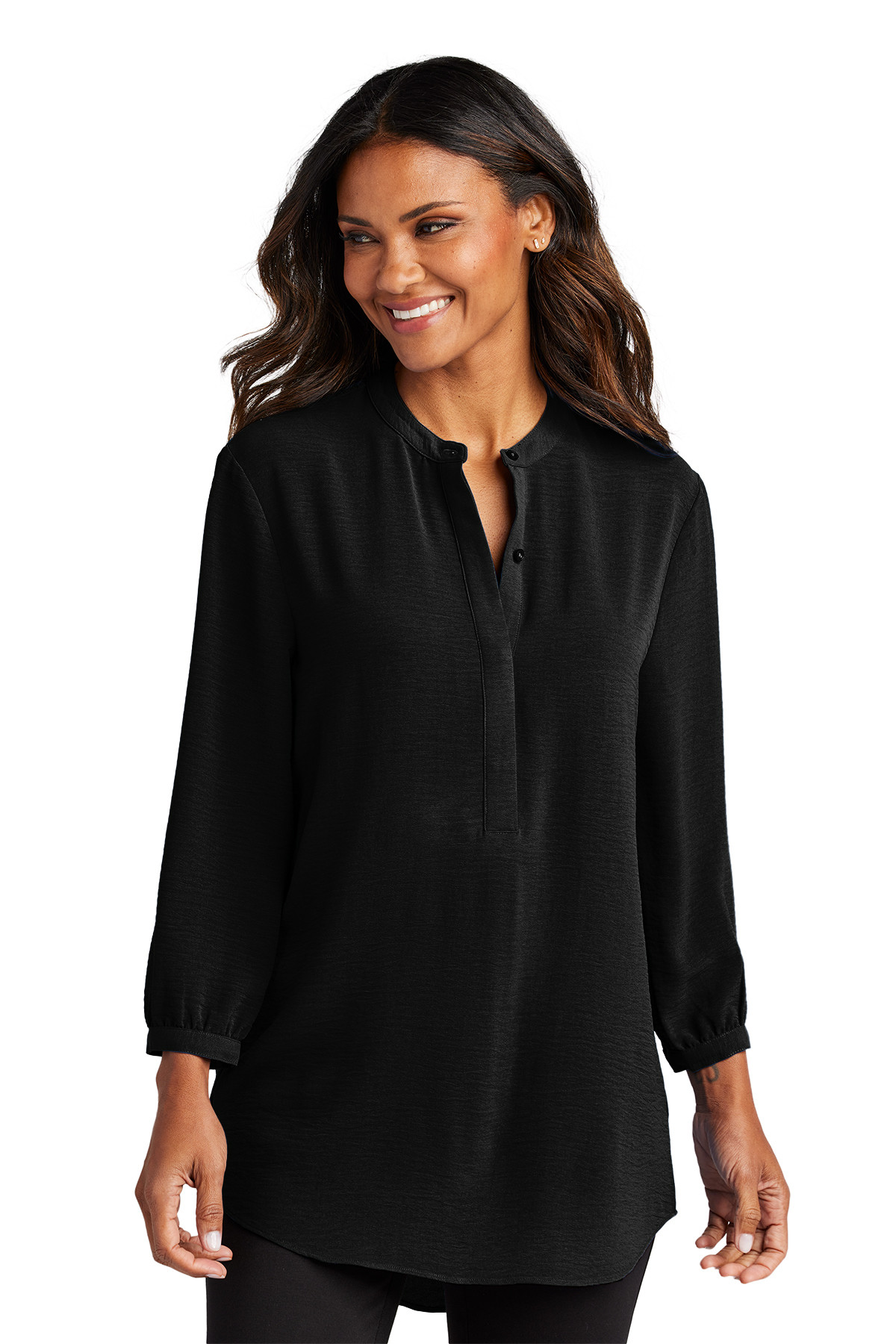 Port Authority Women's 3/4-Sleeve Textured Crepe Tunic Product Image