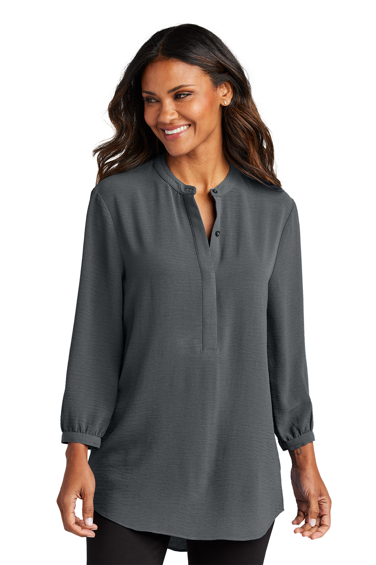 Port Authority Women's 3/4-Sleeve Textured Crepe Tunic Product Image