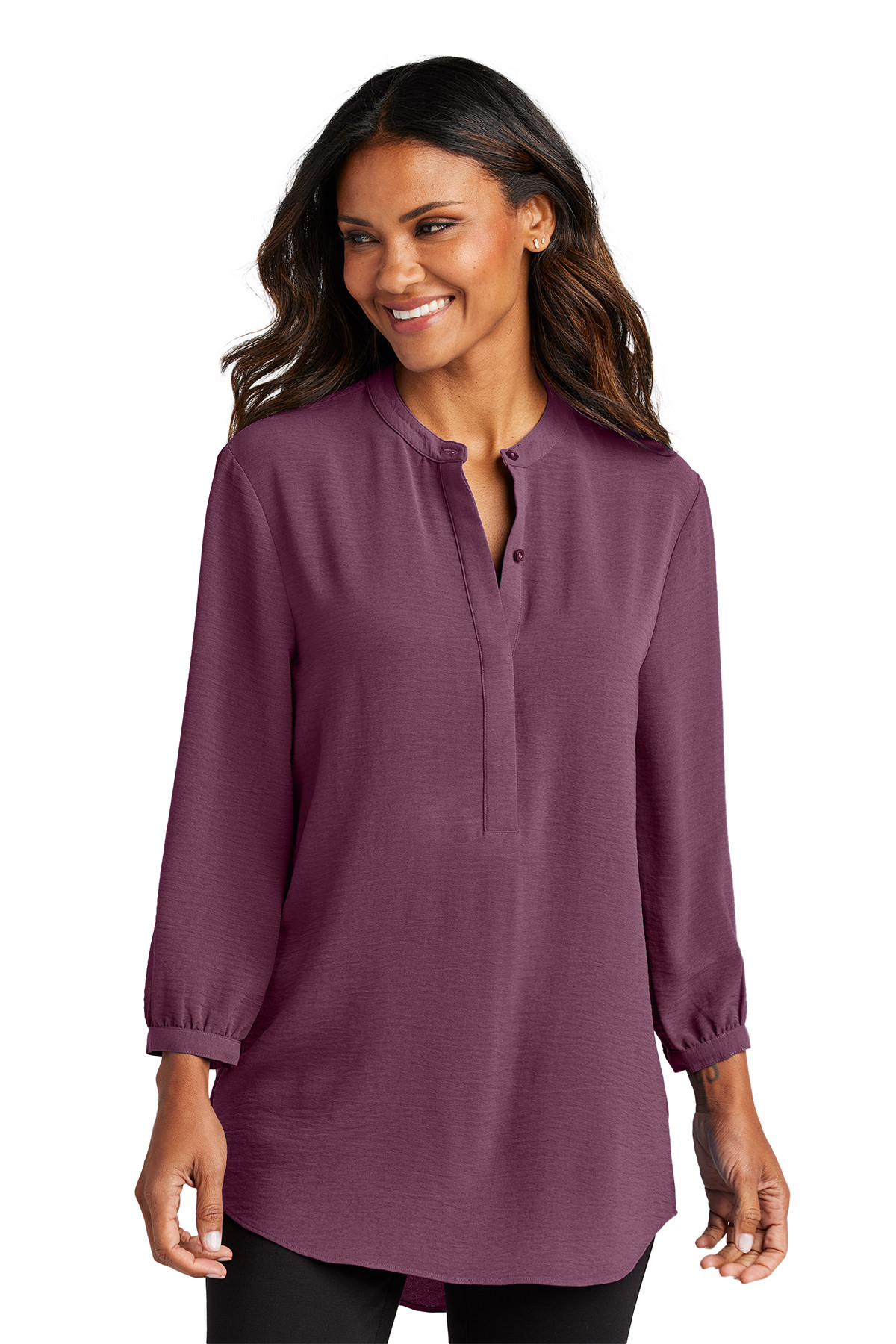 Port Authority Women's 3/4-Sleeve Textured Crepe Tunic Product Image