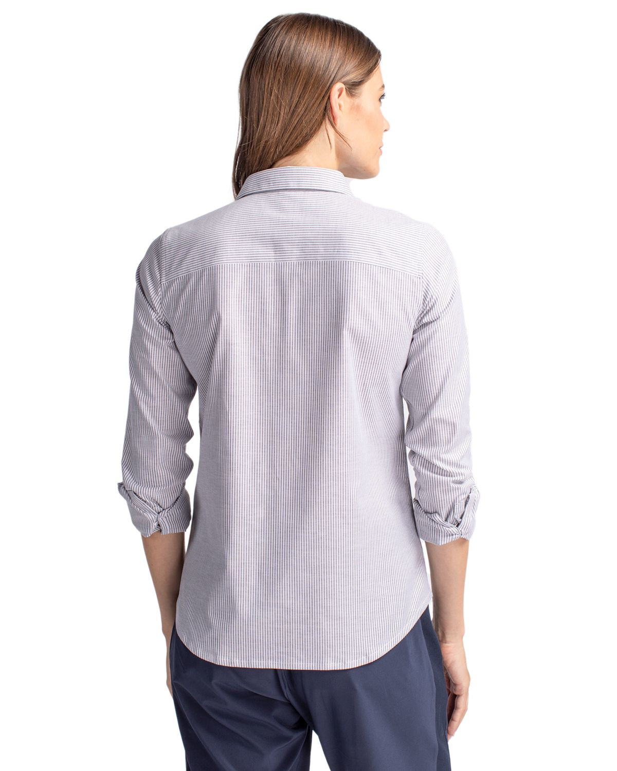 Cutter & Buck® Women's Stretch Oxford Stripe Long Sleeve Dress Shirt Product Image