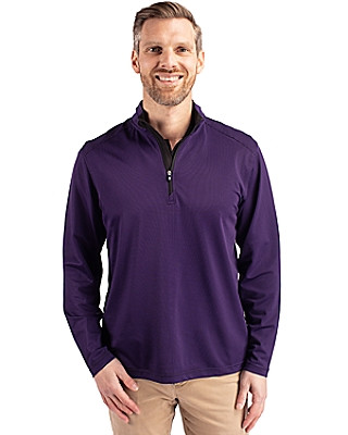 Cutter & Buck® Men's Virtue Eco Pique Micro Stripe Recycled Quarter Zip Product Image