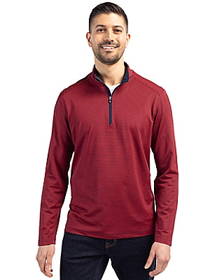 Cutter & Buck® Men's Virtue Eco Pique Micro Stripe Recycled Quarter Zip Product Image