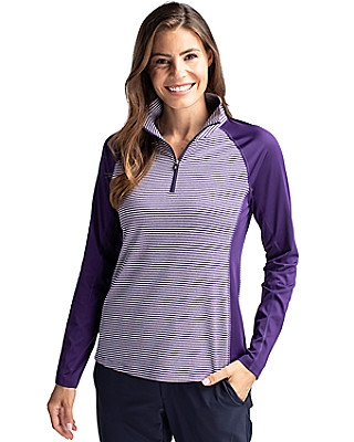 Cutter & Buck® Women's Forge Tonal Stripe Stretch Half Zip Top Product Image
