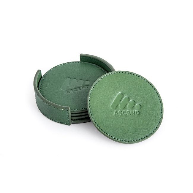 Leather Coaster Set with Holder Product Image