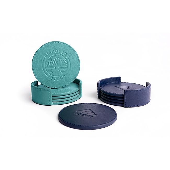 Leather Coaster Set with Holder Product Image