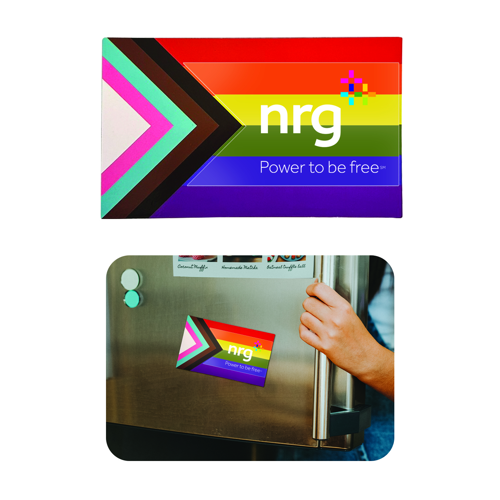 Multi-color promotional magnet made from vinyl and magnetic materials designed for refrigerators, file cabinets, and other indoor magnetic surfaces.