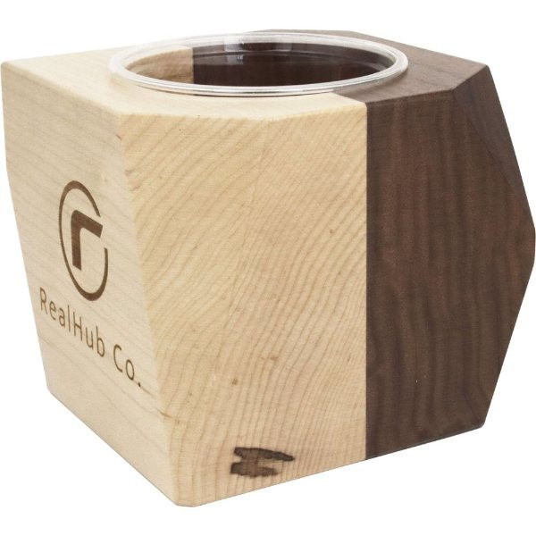 Geometric Wooden Planter with Succulent Product Image