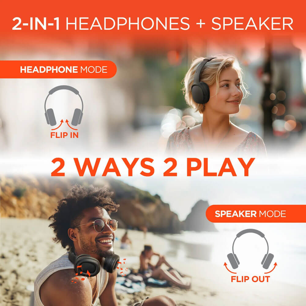 HyperGear Flip 2-in-1 Wireless Headphones + Speaker Product Image
