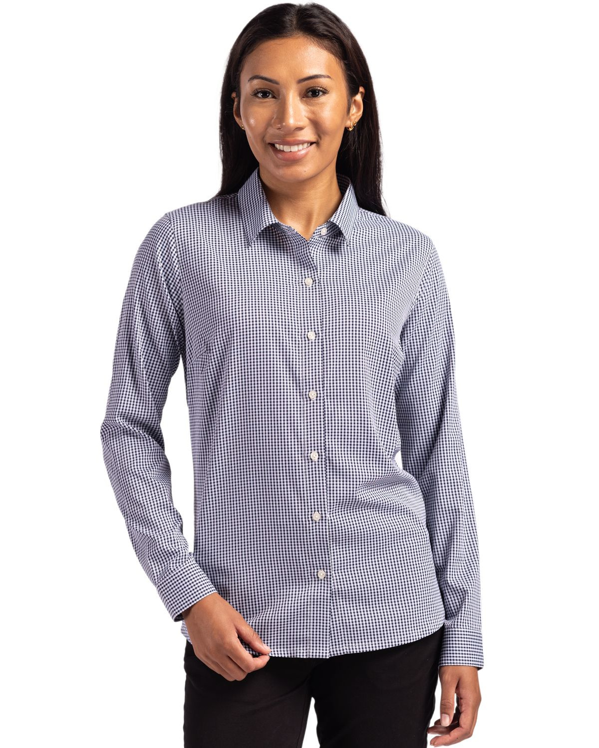 Cutter & Buck® Women's Skyline Eco Recycled Gingham Long Sleeve Dress Shirt Product Image
