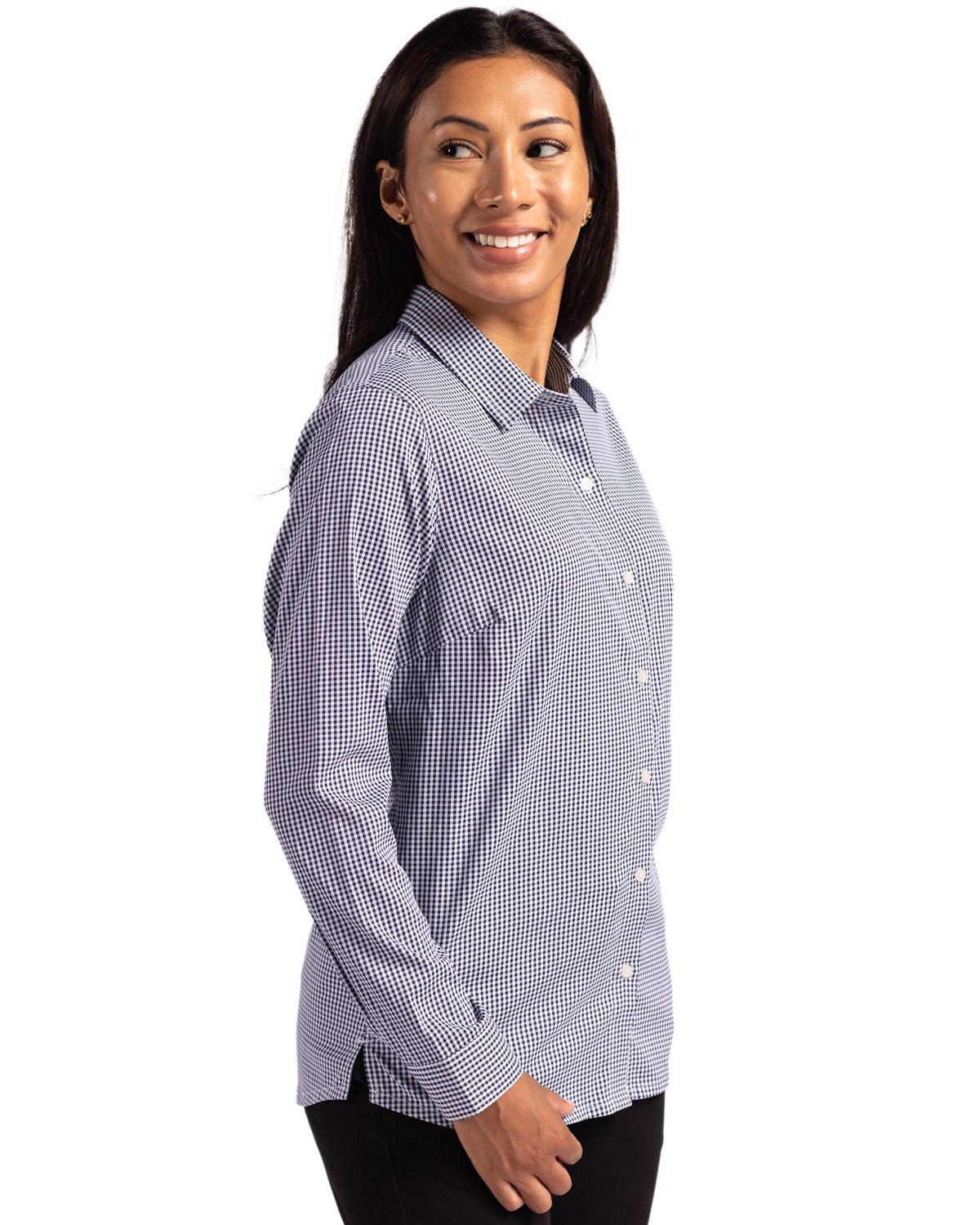 Cutter & Buck® Women's Skyline Eco Recycled Gingham Long Sleeve Dress Shirt Product Image
