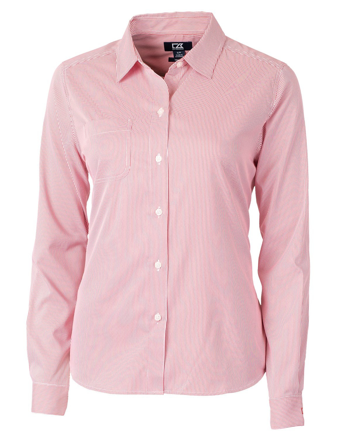 Cutter & Buck® Women's Versatech Pinstripe Stretch Long Sleeve Dress Shirt Product Image