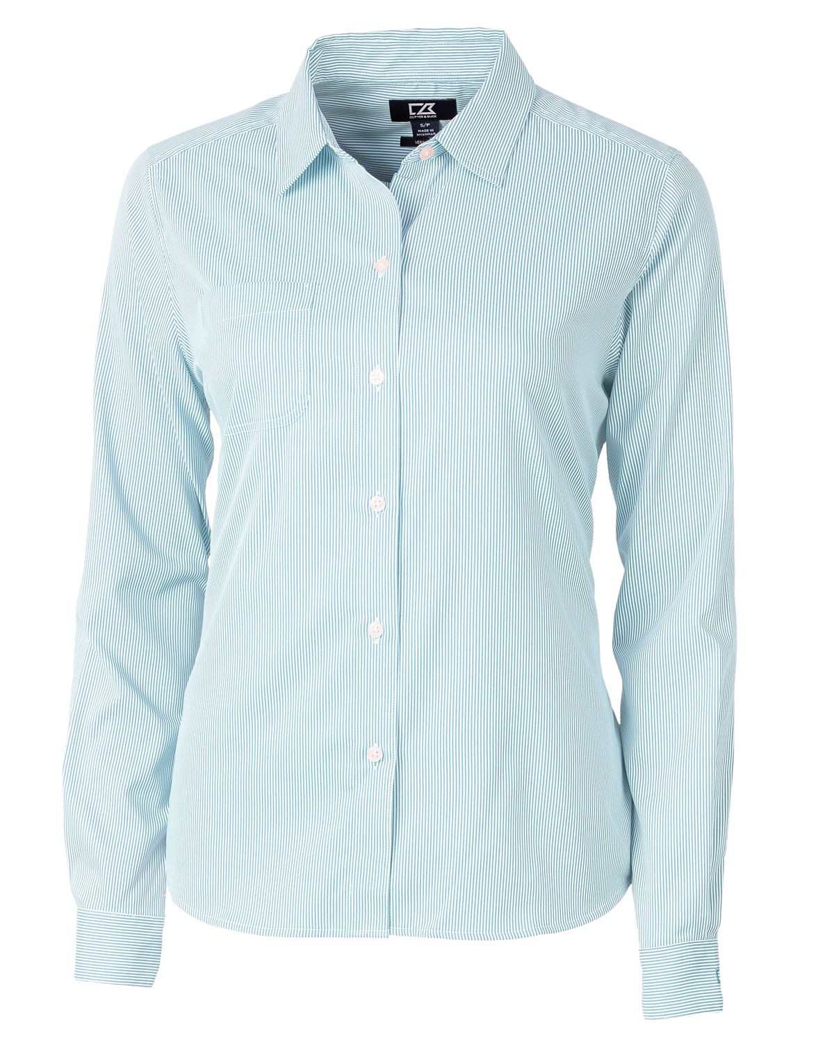Cutter & Buck® Women's Versatech Pinstripe Stretch Long Sleeve Dress Shirt Product Image