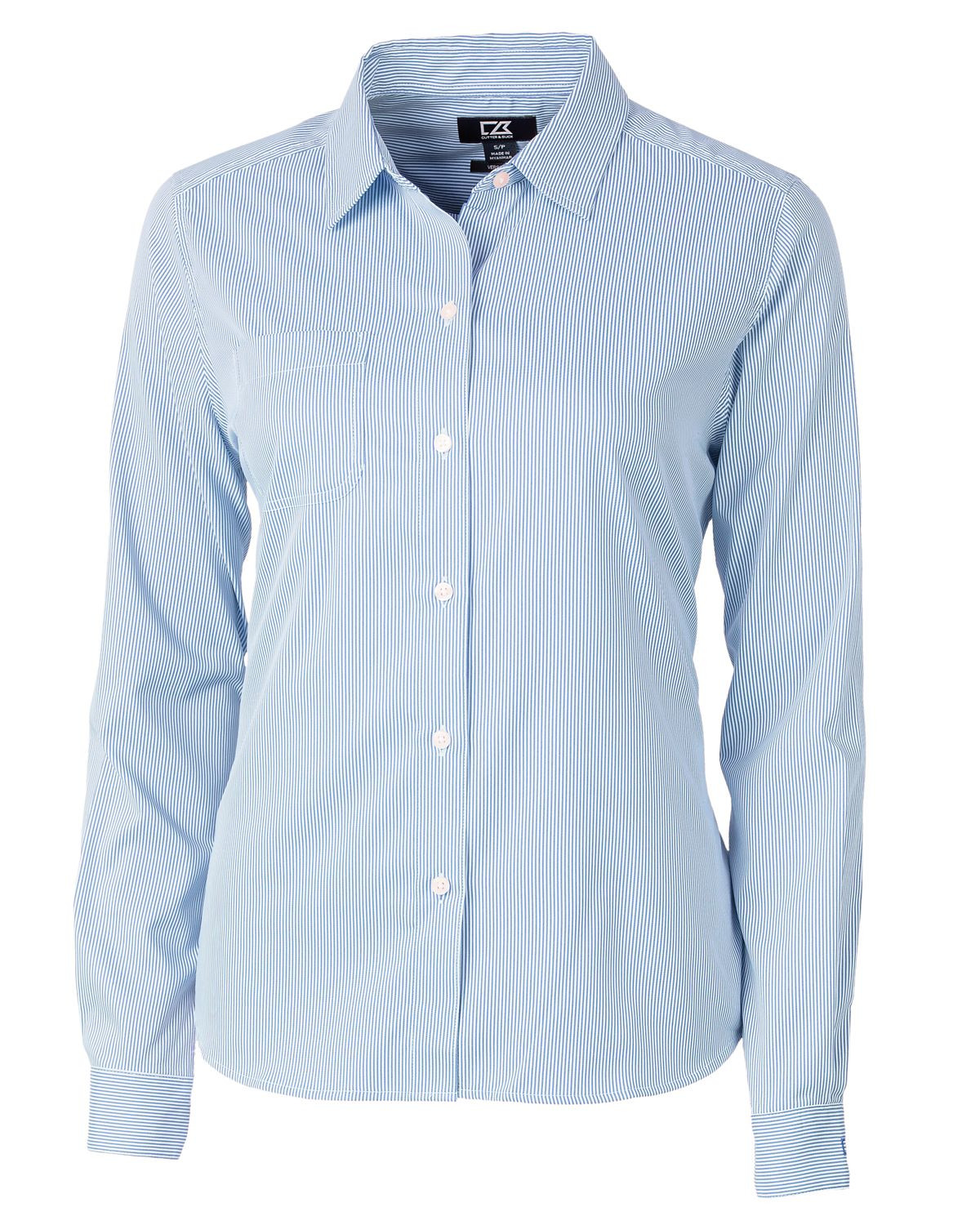 Cutter & Buck® Women's Versatech Pinstripe Stretch Long Sleeve Dress Shirt Product Image