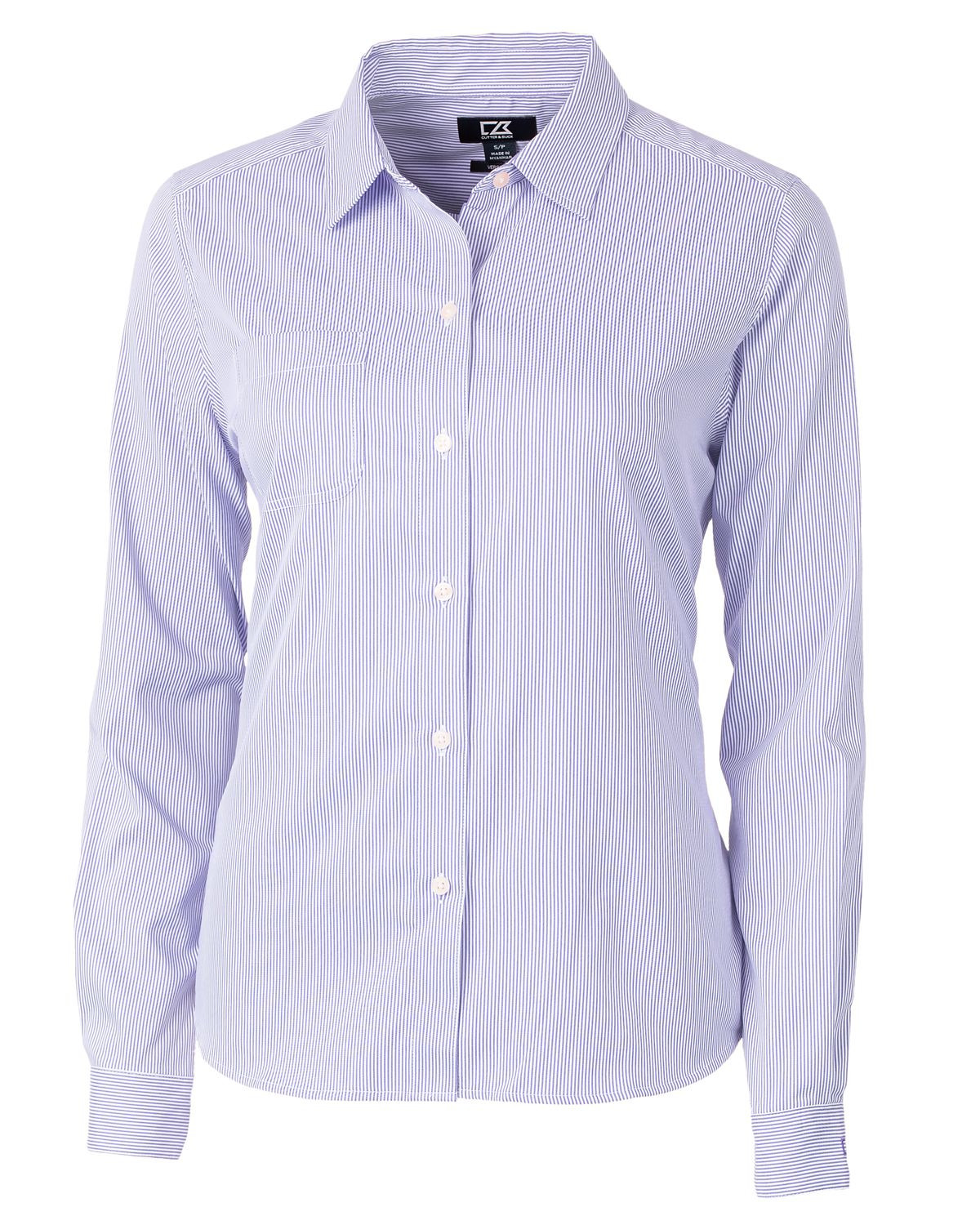 Cutter & Buck® Women's Versatech Pinstripe Stretch Long Sleeve Dress Shirt Product Image