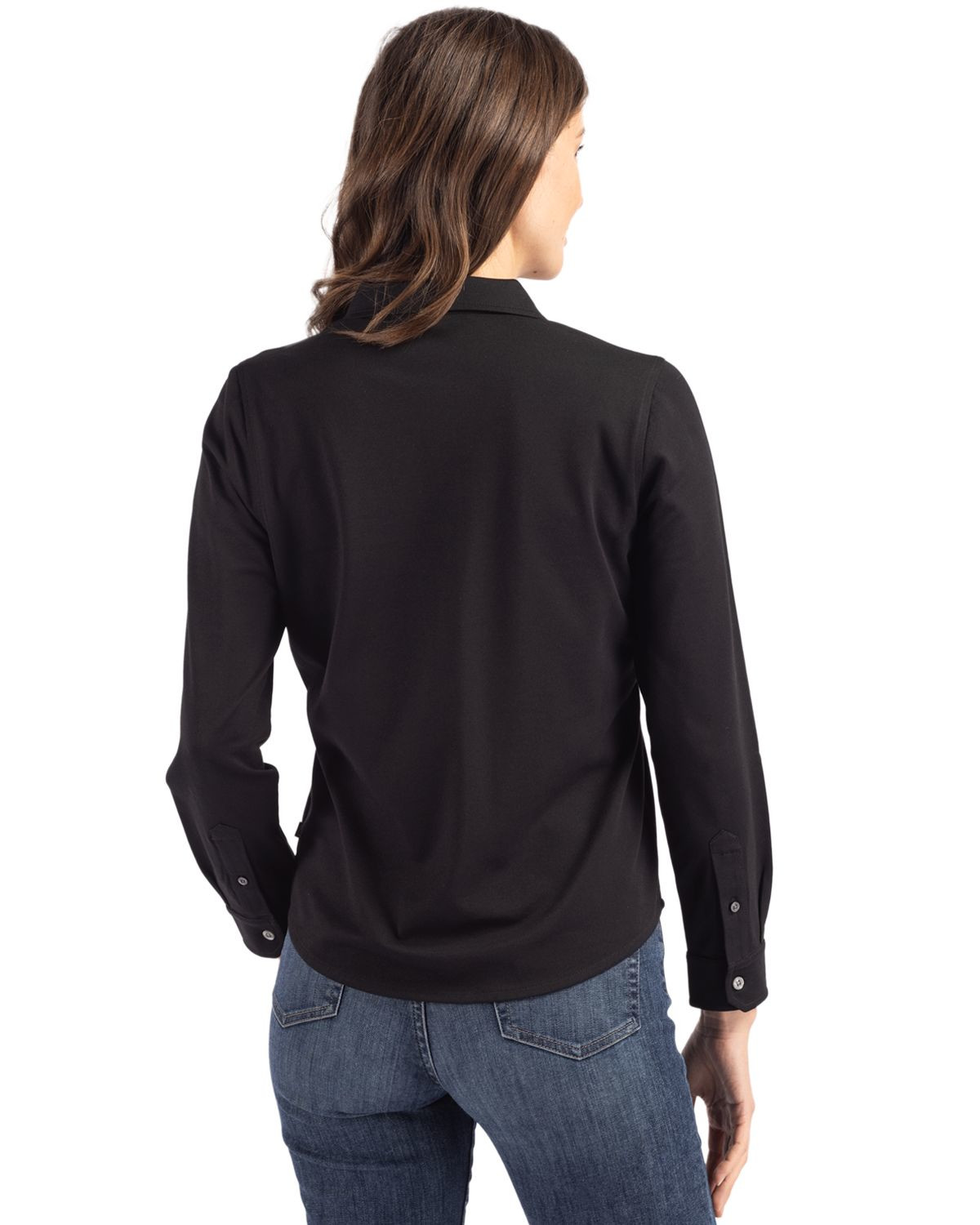 Cutter & Buck® Women's Advantage Tri-Blend Eco Soft Pique Long Sleeve Knitted Button Up Product Image