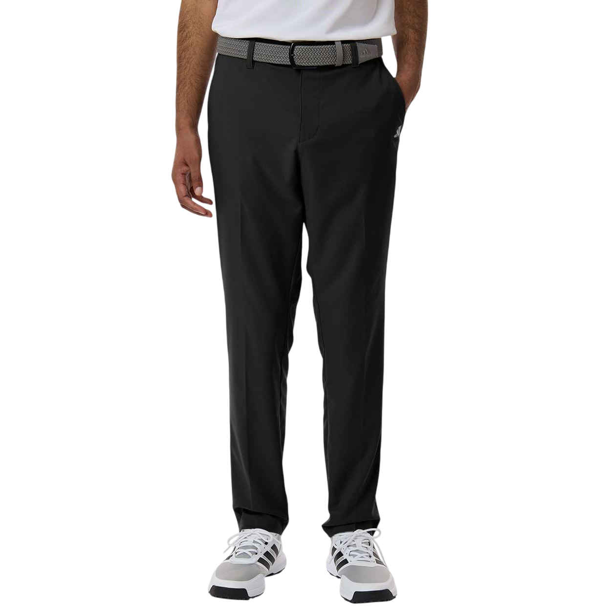 Black adidas Men’s Golf Tapered Pants with lightweight performance fabric, tapered fit, and modern athletic design for golf, office wear, travel, and branded corporate apparel