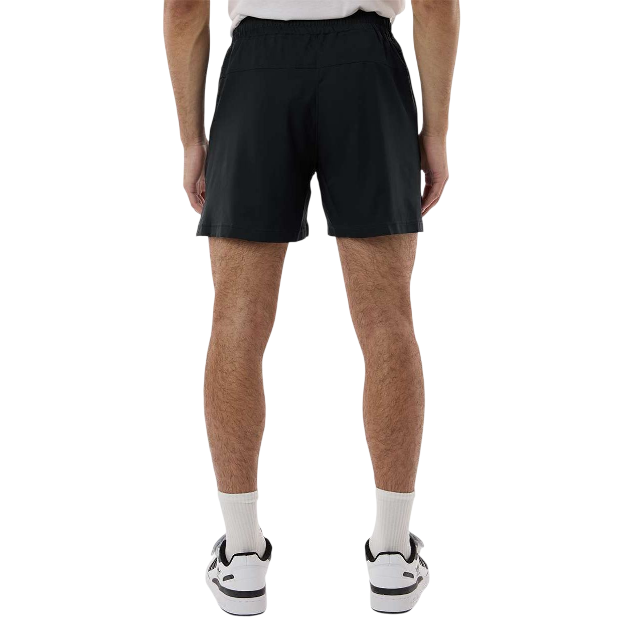 Black/White Adidas Men’s D4T Woven 7" Shorts AT304 in a lightweight recycled polyester woven fabric, shown in a regular fit with moisture-wicking AEROREADY technology, featuring side vents and a heat-seal adidas logo on the right leg, designed for training and athletic wear, displayed in solid performance colorway.