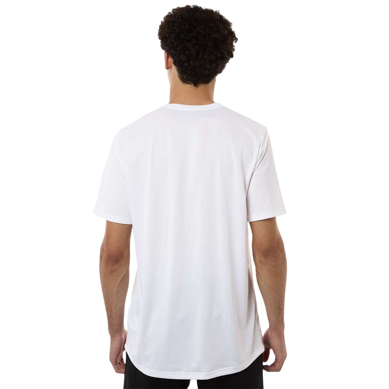 White/Black adidas Men's Pregame T-Shirt made from lightweight recycled polyester with moisture-management performance fabric, crewneck design, and athletic fit for training, team wear, and casual activewear.