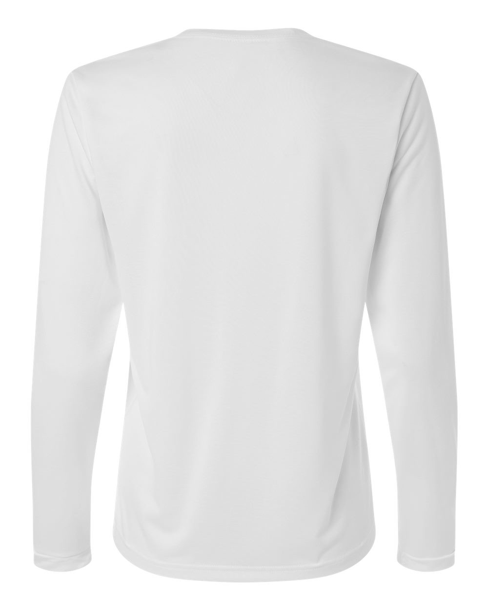 White Adidas women’s long sleeve performance t-shirt made from recycled polyester with black contrast details, crewneck collar, moisture-management fabric, and athletic regular fit for training or everyday wear.