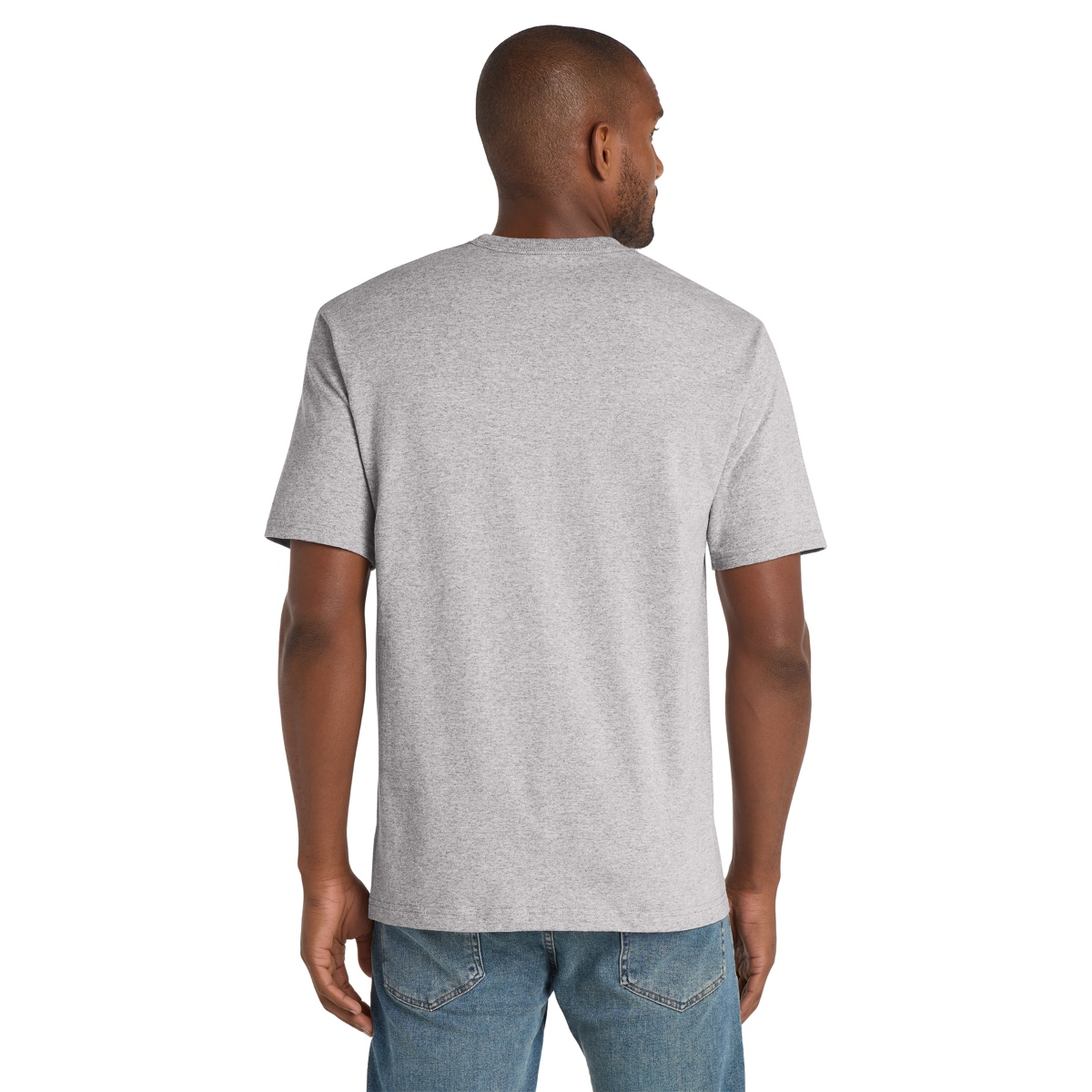 Heather Grey heavyweight short-sleeve work tee with a chest pocket, rib knit neck, and durable cotton construction designed for jobsite use.