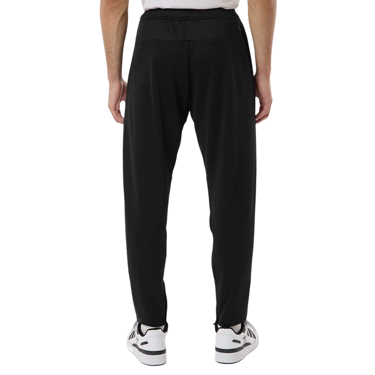 Black adidas Men’s Game & Go Fleece 3-Bar Sweatpants with plush fleece fabric, brushed interior, elastic waistband, side pockets, leg zips, and heat-seal logo designed for athletic training and casual wear
