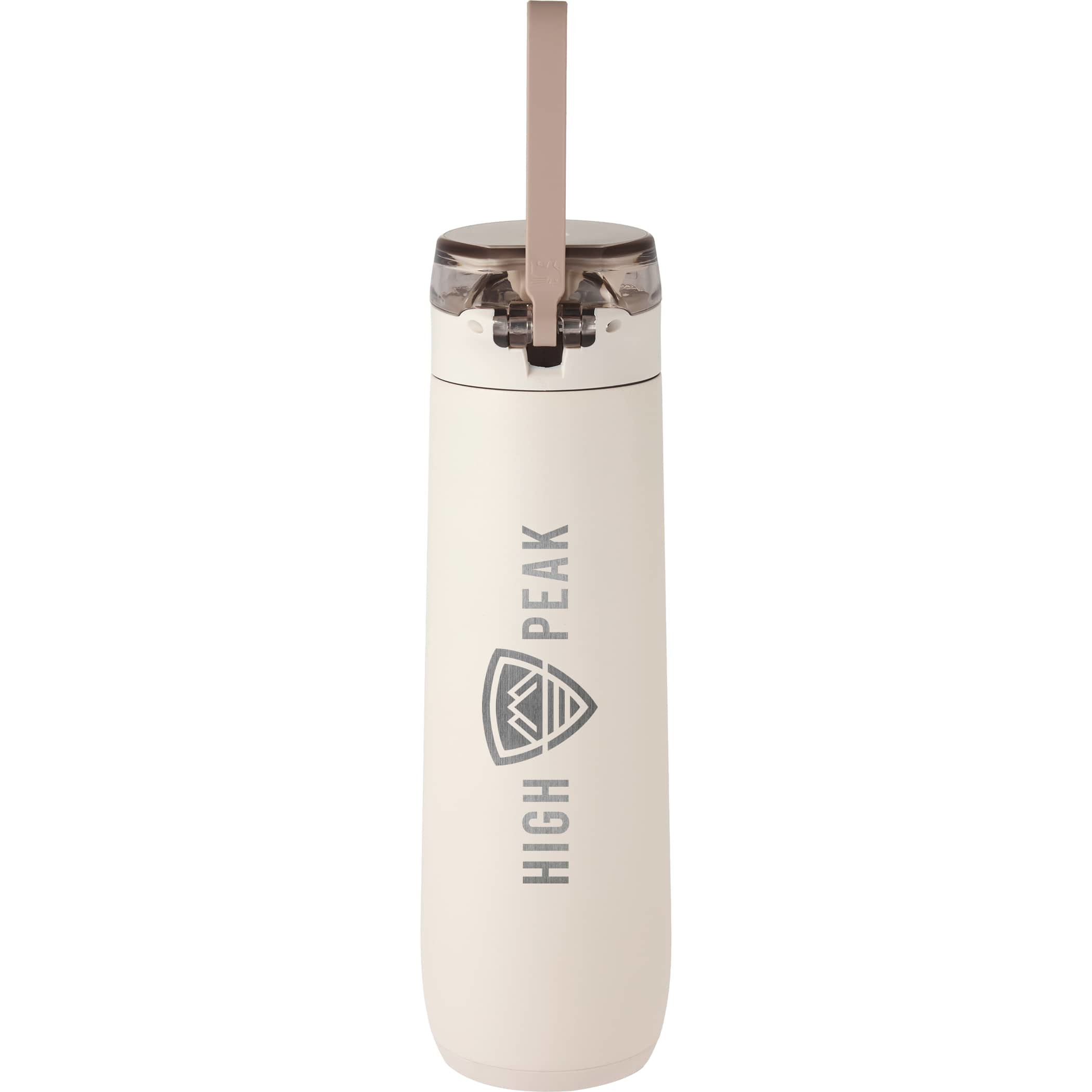 Cream Stanley Flowstate™ Spring Bottle 20oz stainless steel insulated water bottle with slim cylindrical design, leakproof flip-top lid, carry lanyard, and durable metal construction for cold beverage hydration on the go.