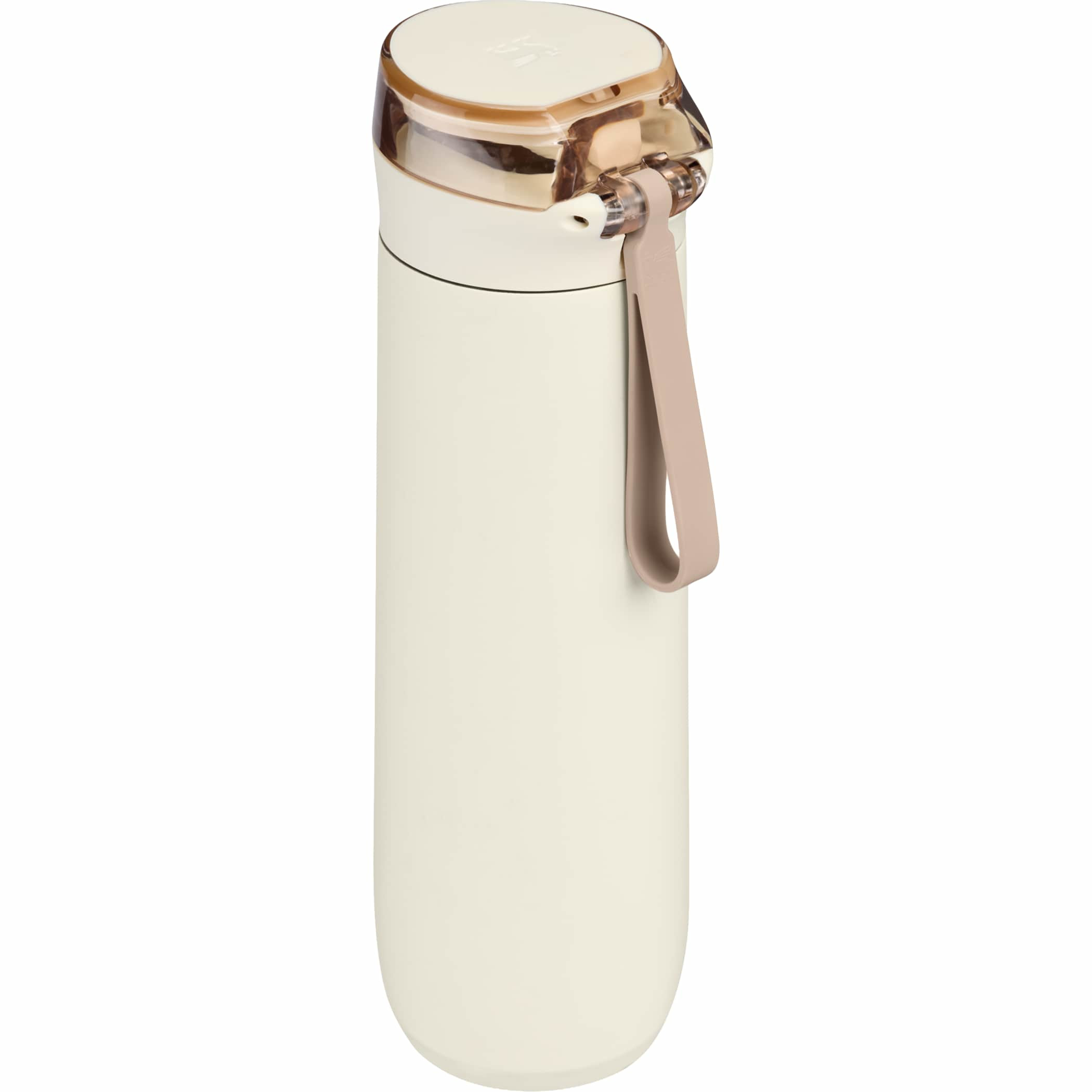Cream Stanley Flowstate™ Spring Bottle 20oz stainless steel insulated water bottle with slim cylindrical design, leakproof flip-top lid, carry lanyard, and durable metal construction for cold beverage hydration on the go.