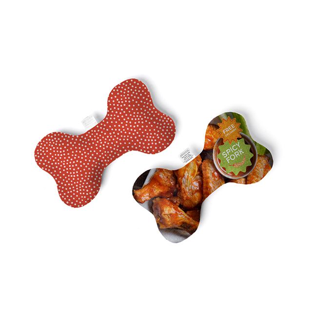 A Custom Plush Dog Toys soft plush dog bone toy with full-color design, bone-shaped fabric construction, and pet-friendly material for chewing, fetching, and interactive dog play.