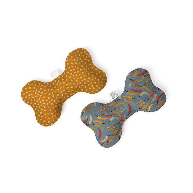 A Custom Plush Dog Toys soft plush dog bone toy with full-color design, bone-shaped fabric construction, and pet-friendly material for chewing, fetching, and interactive dog play.