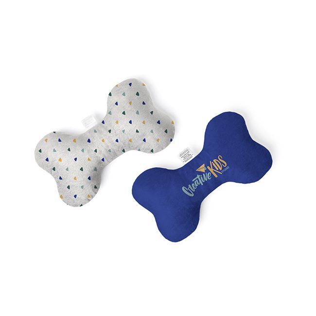 A Custom Plush Dog Toys soft plush dog bone toy with full-color design, bone-shaped fabric construction, and pet-friendly material for chewing, fetching, and interactive dog play.